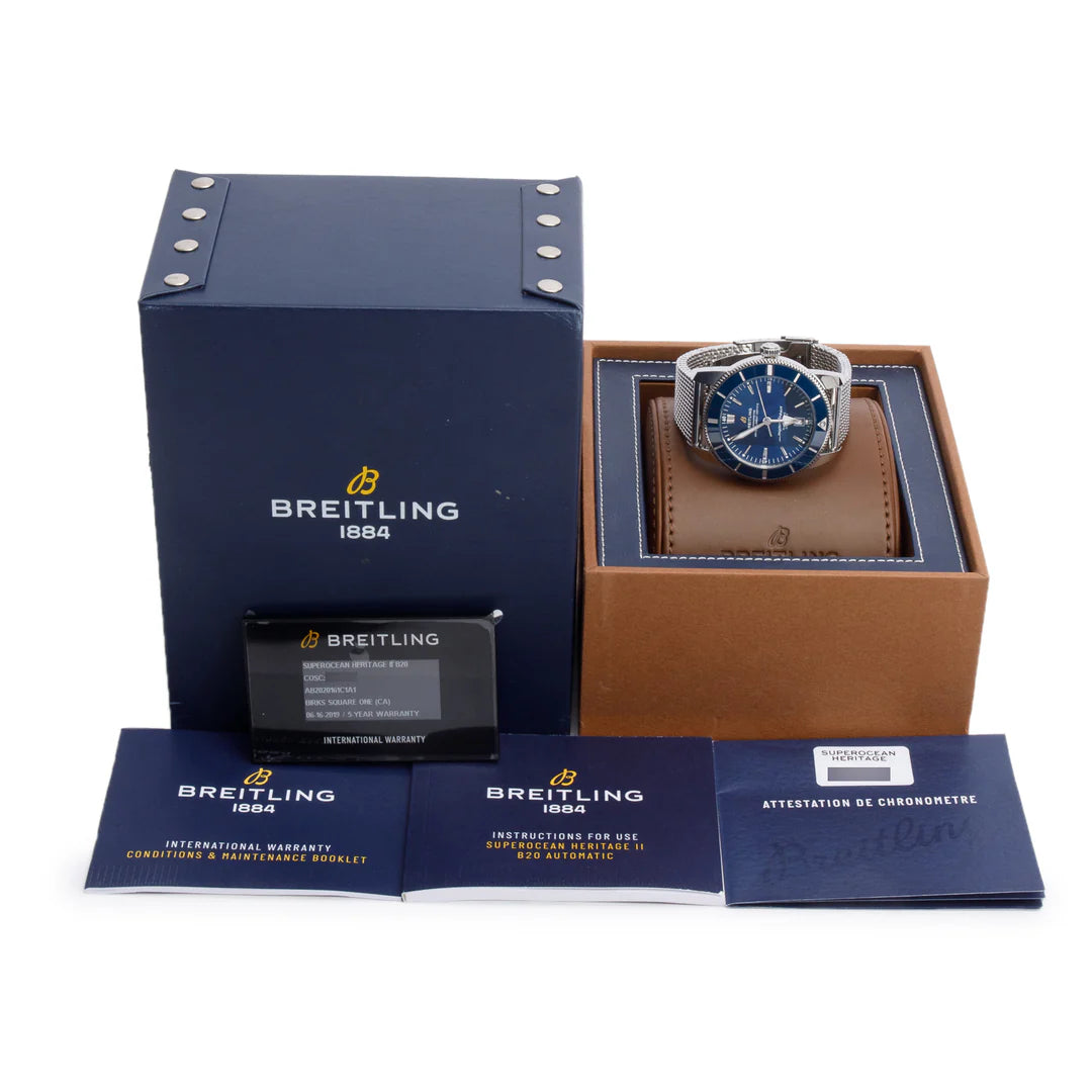 Stainless Steel Superocean Heritage B20 46 MM Automatic Watch Blue Dial AB2020 w/ Box &amp; Papers
