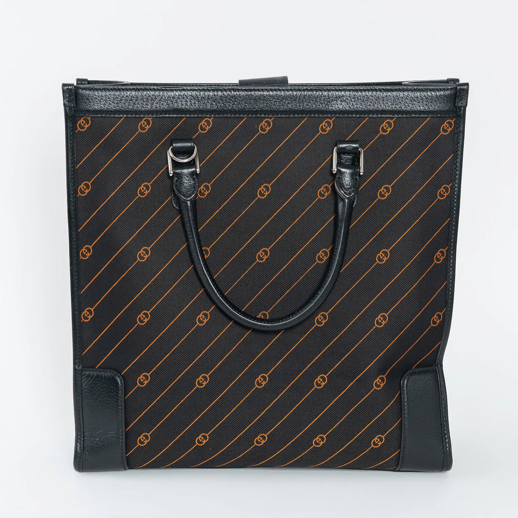 Black and Orange GG Jacquard Canvas Tote