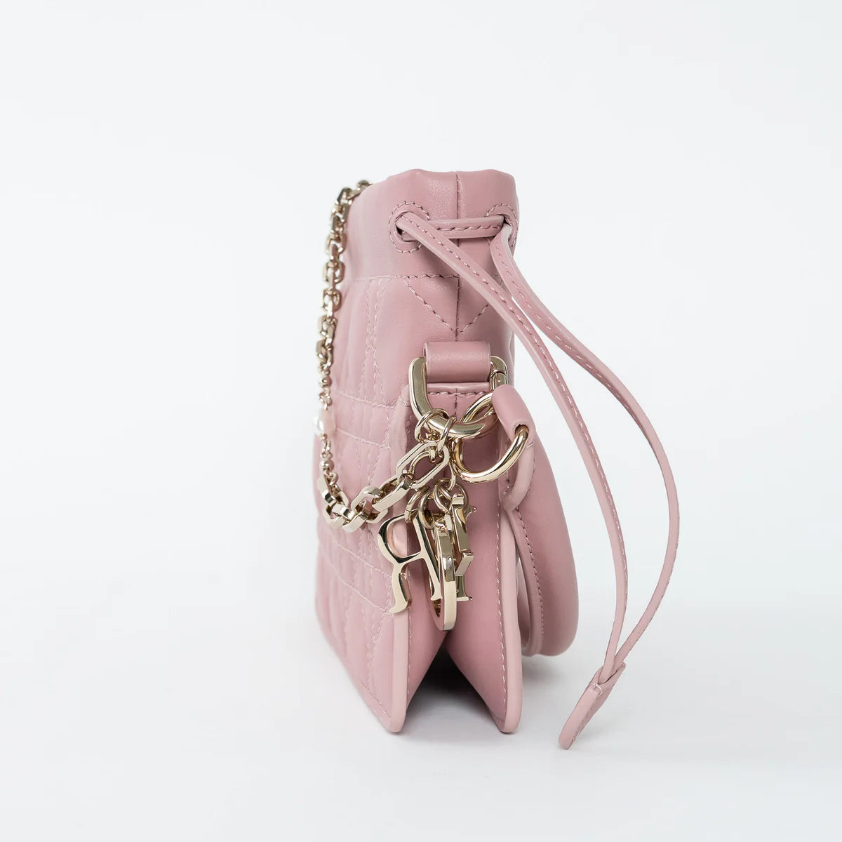 Pink Cannage Lambskin Leather Lady Dior Milly Mini Bag