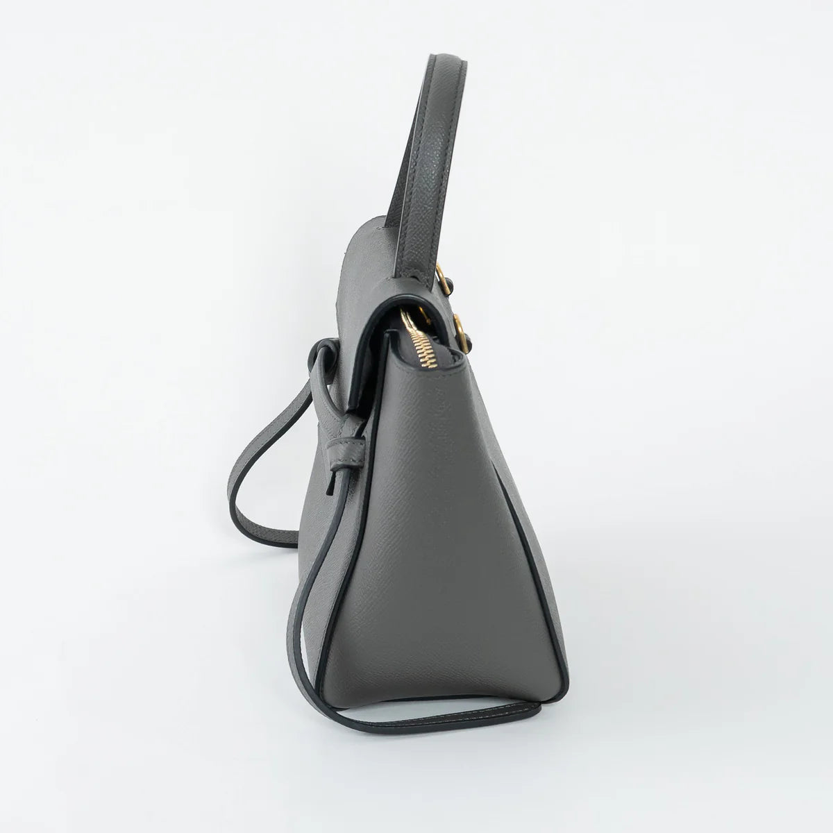Grained Calfskin Grey Mini Belt Bag