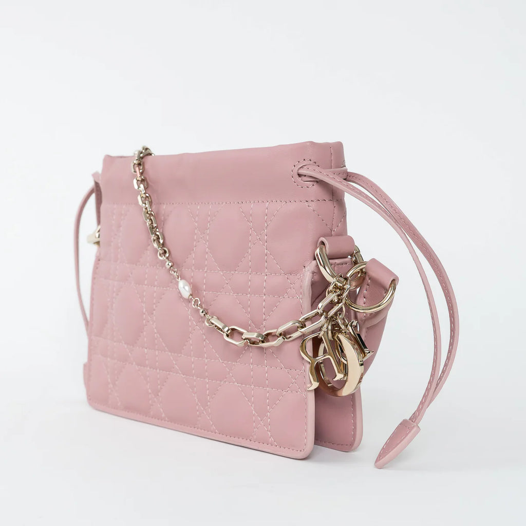 Pink Cannage Lambskin Leather Lady Dior Milly Mini Bag