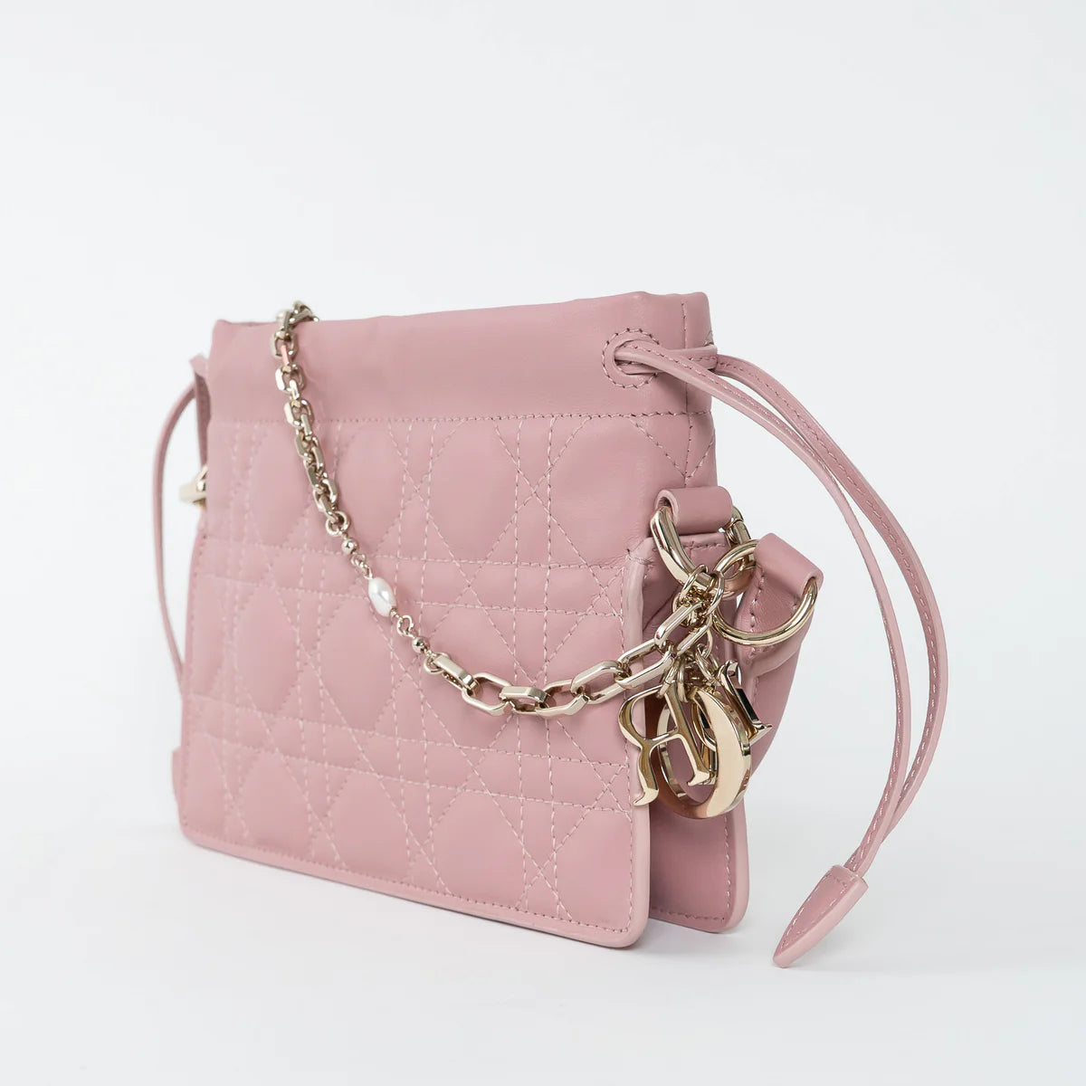 Pink Cannage Lambskin Leather Lady Dior Milly Mini Bag