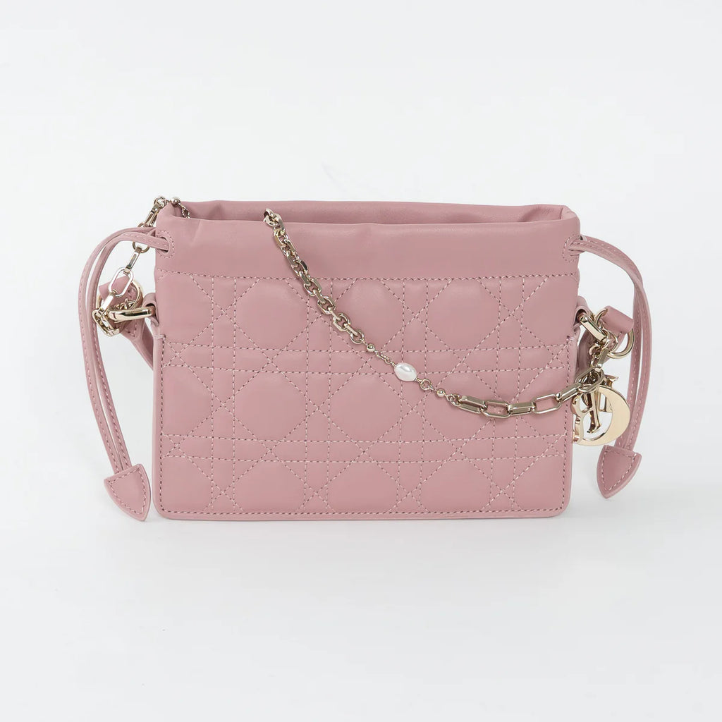 Pink Cannage Lambskin Leather Lady Dior Milly Mini Bag