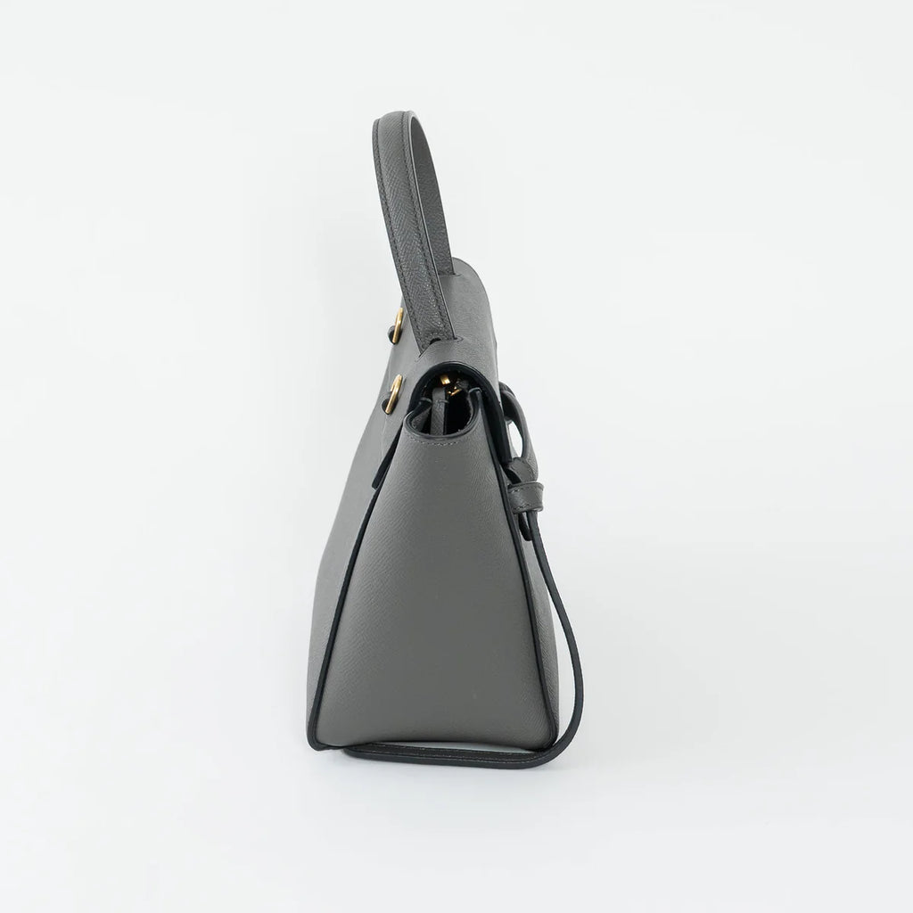 Grained Calfskin Grey Mini Belt Bag