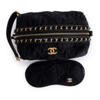 2021 Black Nylon Grosgrain Lifestyle Pouch w/ Sleep Mask &amp; Authenticity Card