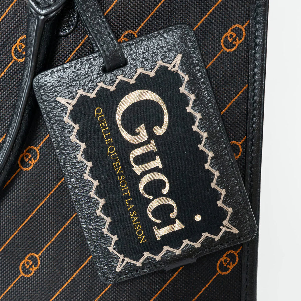 Black and Orange GG Jacquard Canvas Tote