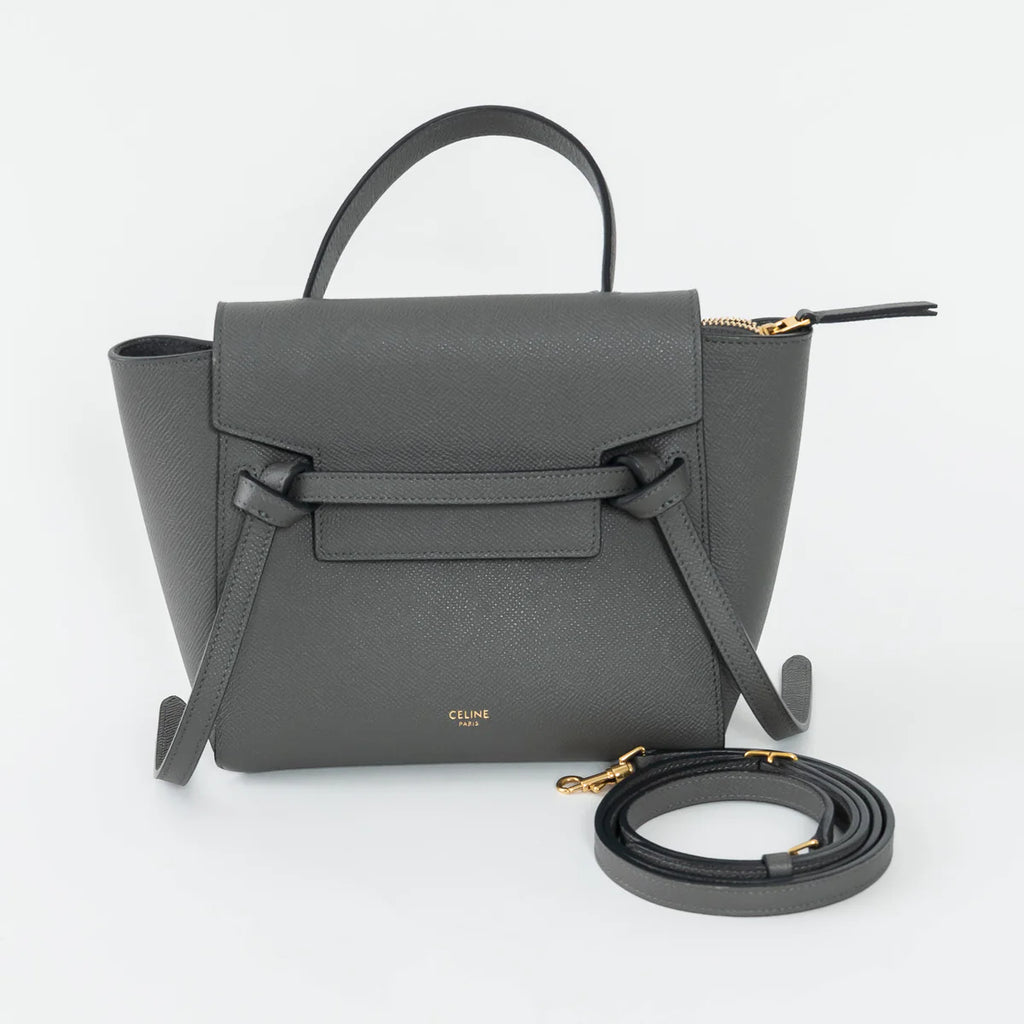 Grained Calfskin Grey Mini Belt Bag