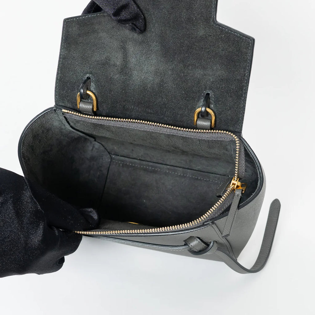 Grained Calfskin Grey Mini Belt Bag