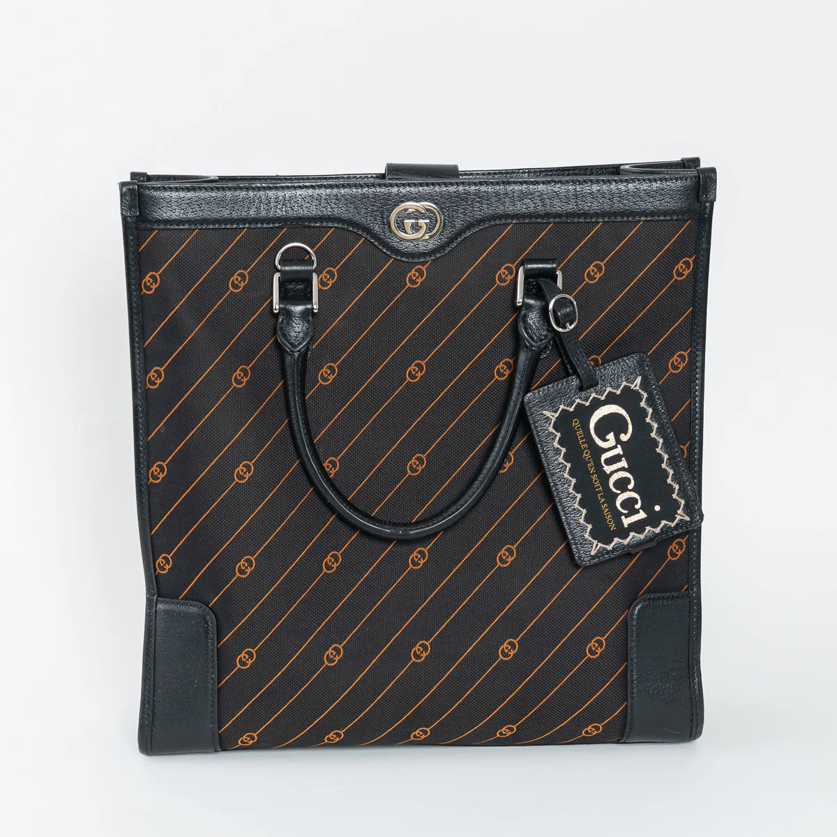 Black and Orange GG Jacquard Canvas Tote