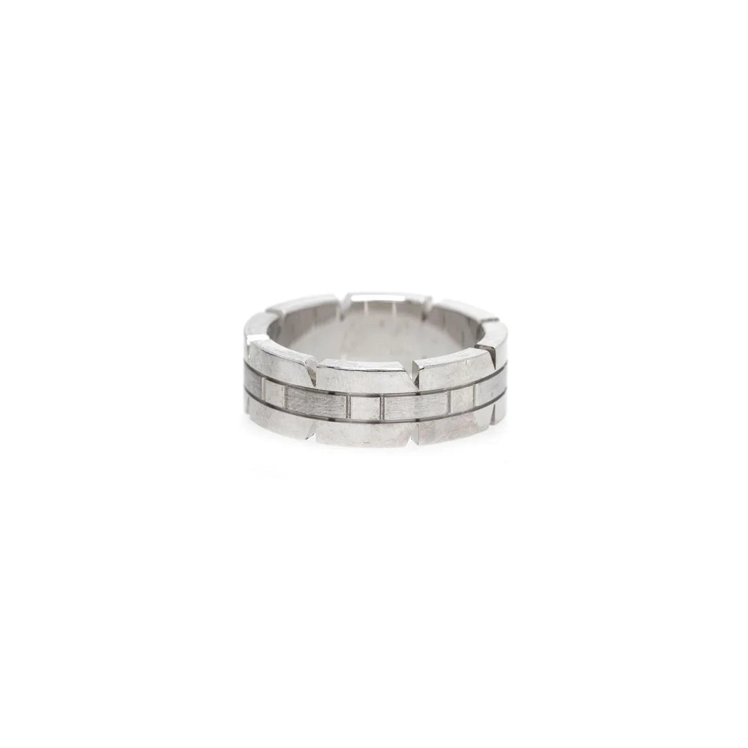 18k White Gold Tank Francaise Ring w/ Box &amp; Certificate