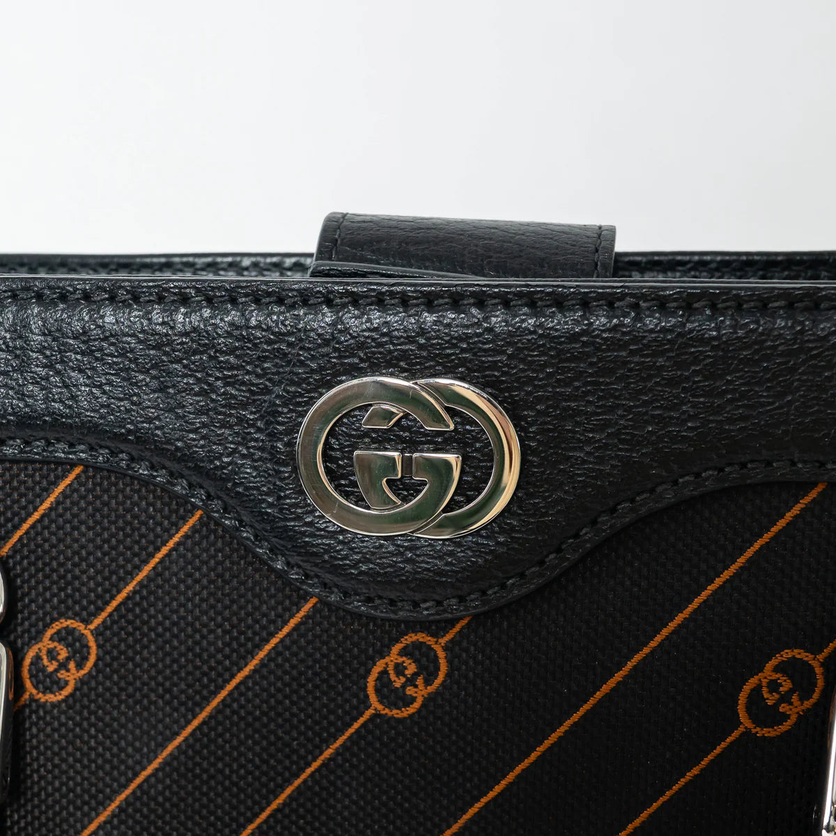 Black and Orange GG Jacquard Canvas Tote