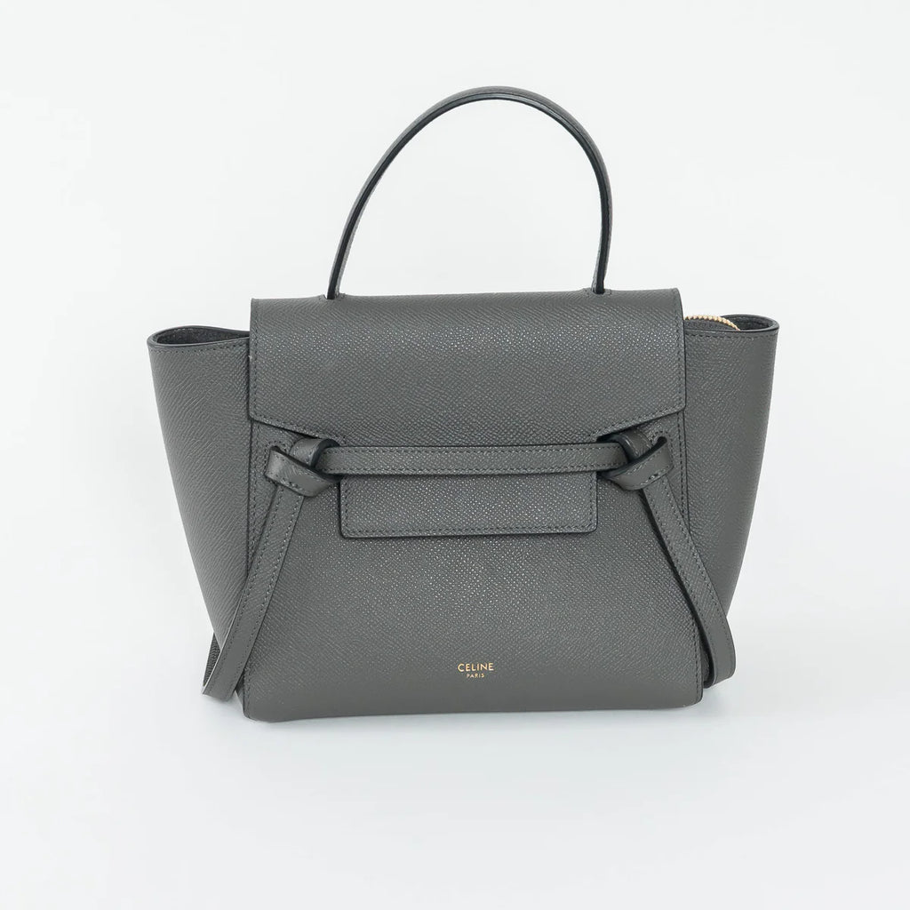 Grained Calfskin Grey Mini Belt Bag
