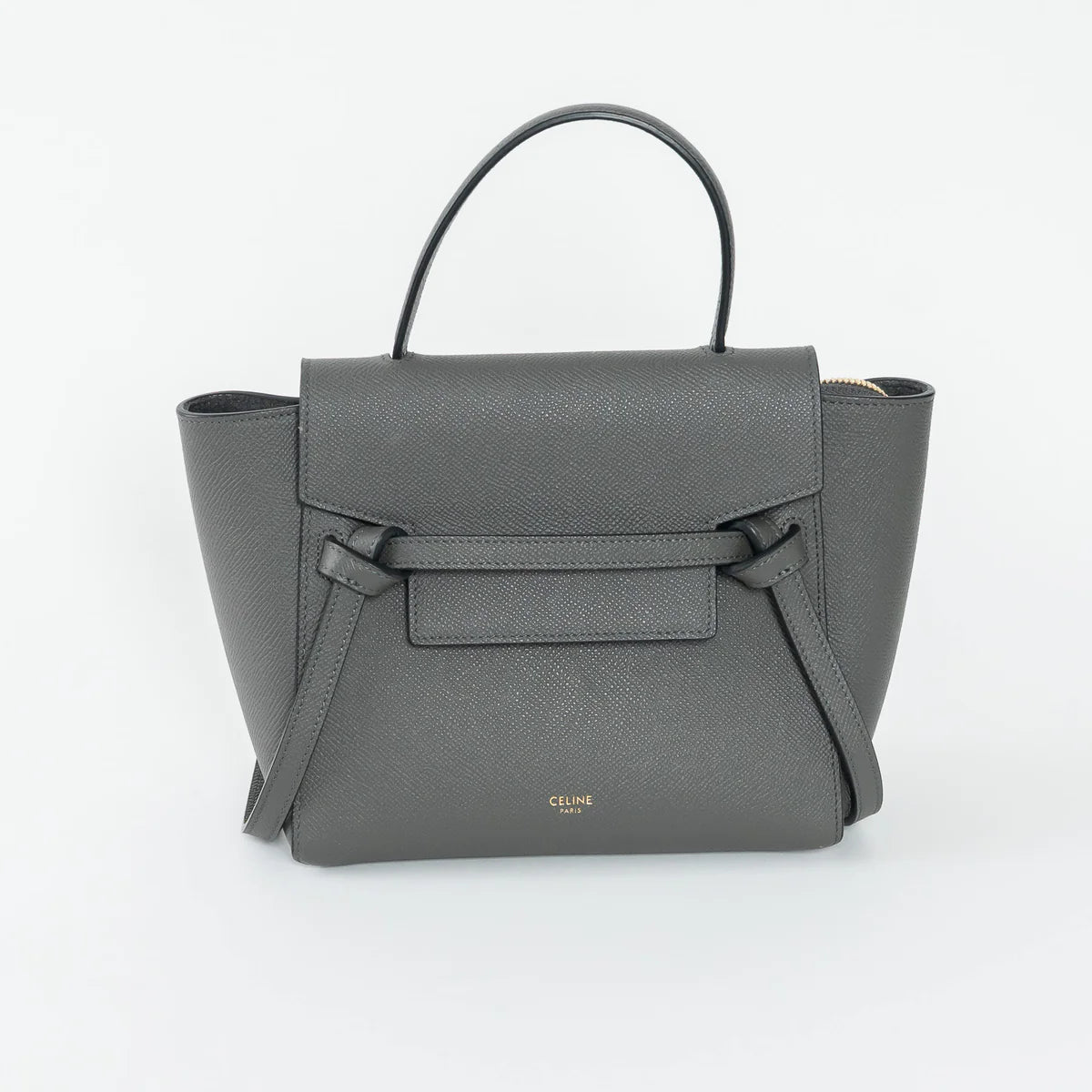 Grained Calfskin Grey Mini Belt Bag
