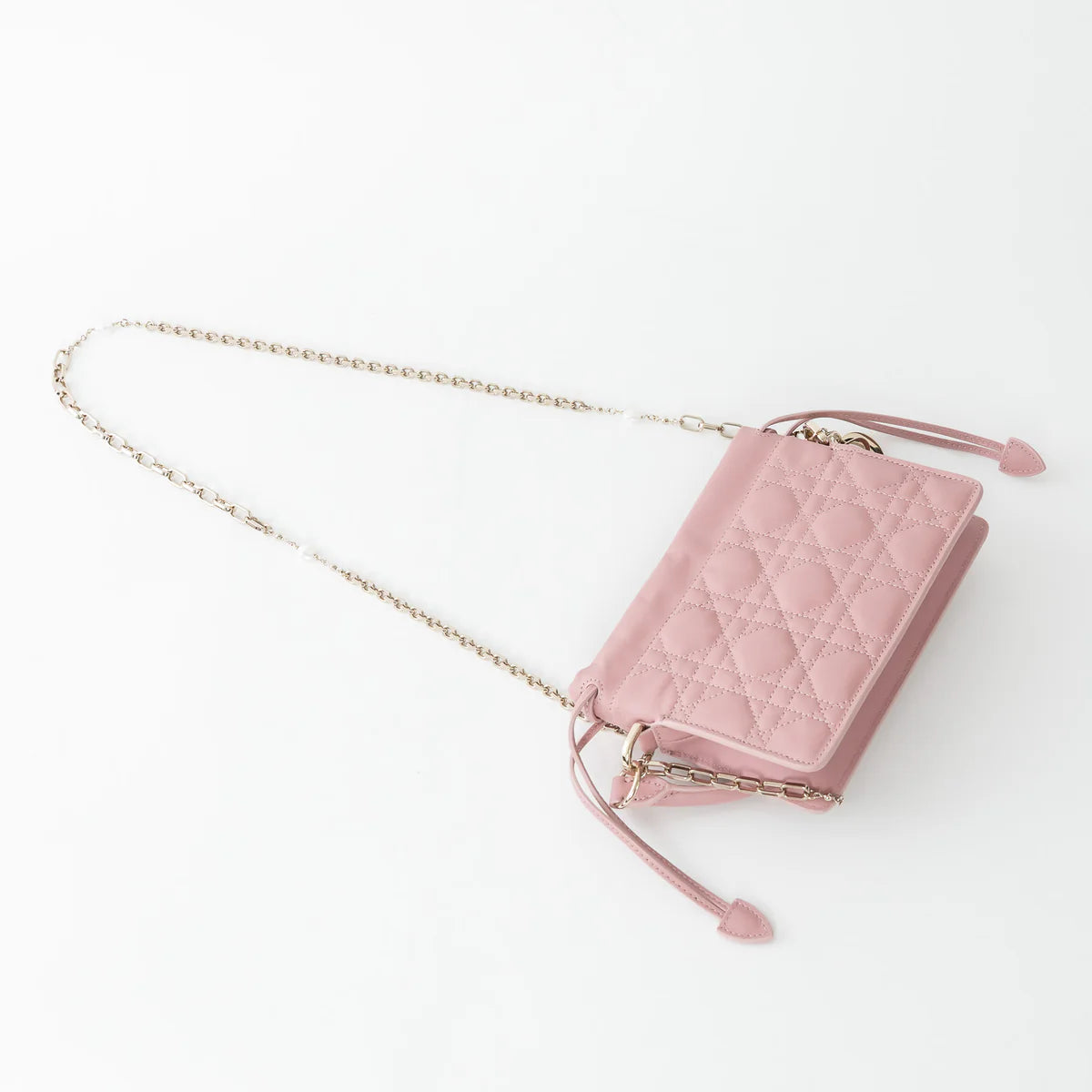 Pink Cannage Lambskin Leather Lady Dior Milly Mini Bag