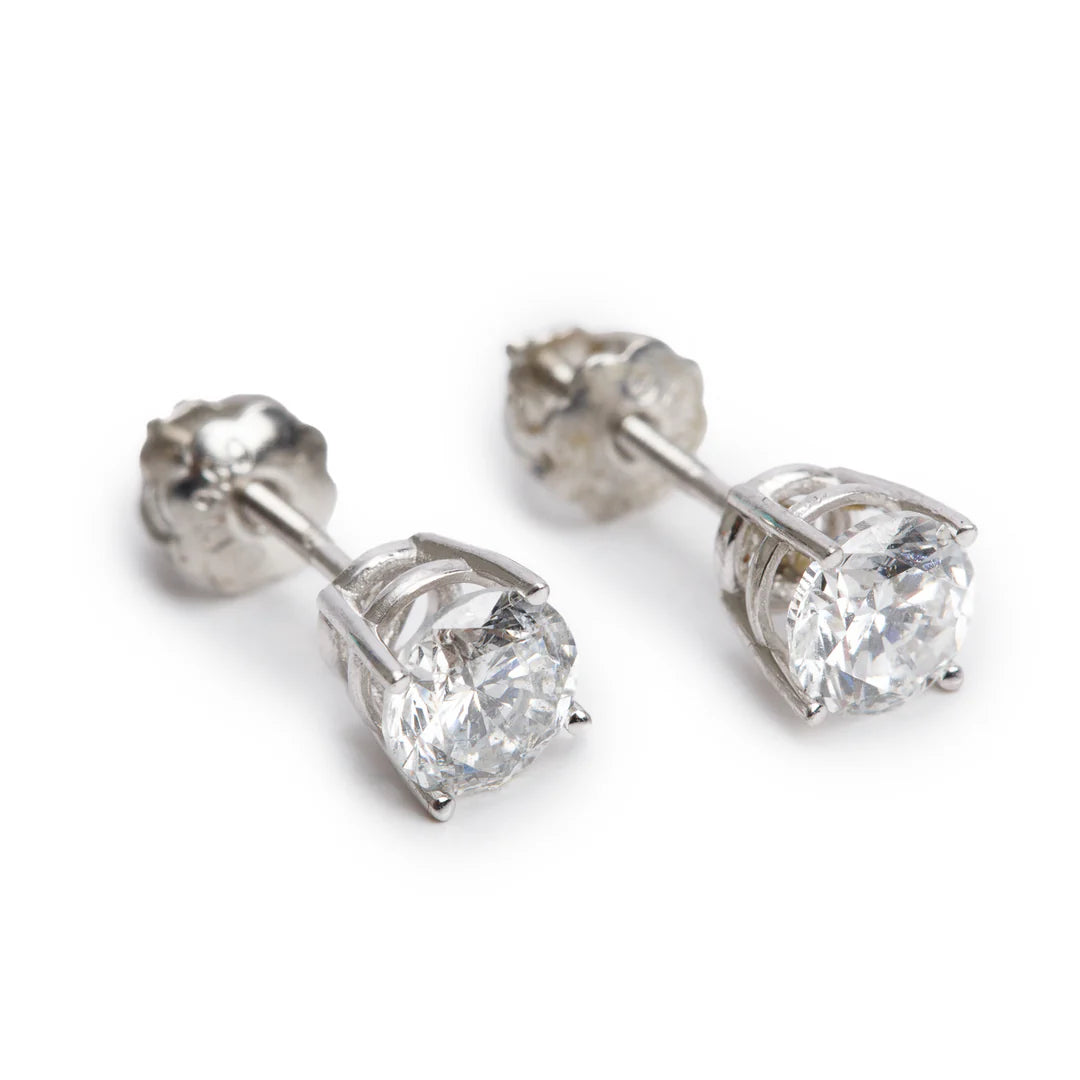 Platinum 1.00 tcw. Diamond Stud Earrings