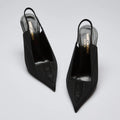 YSL Black Fabric Point Toe Sling Back Heels Size 36 Coeur Cult Core