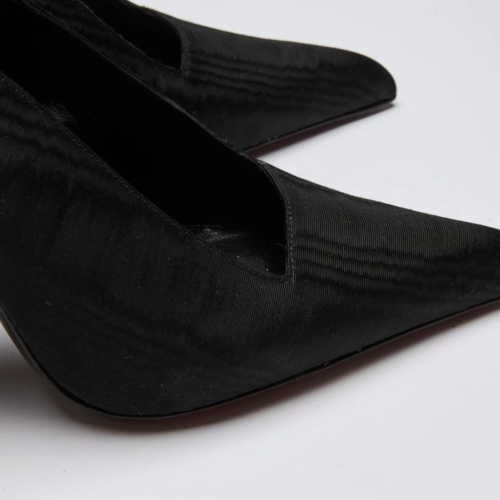 YSL Black Fabric Point Toe Sling Back Heels Size 36 Coeur Cult Core