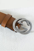 Cognac Brown Leather GG Logo Belt Coeur Cult Core