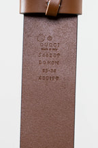 Cognac Brown Leather GG Logo Belt Coeur Cult Core