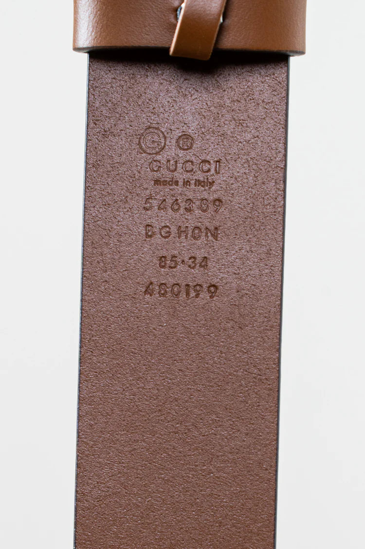 Cognac Brown Leather GG Logo Belt Coeur Cult Core