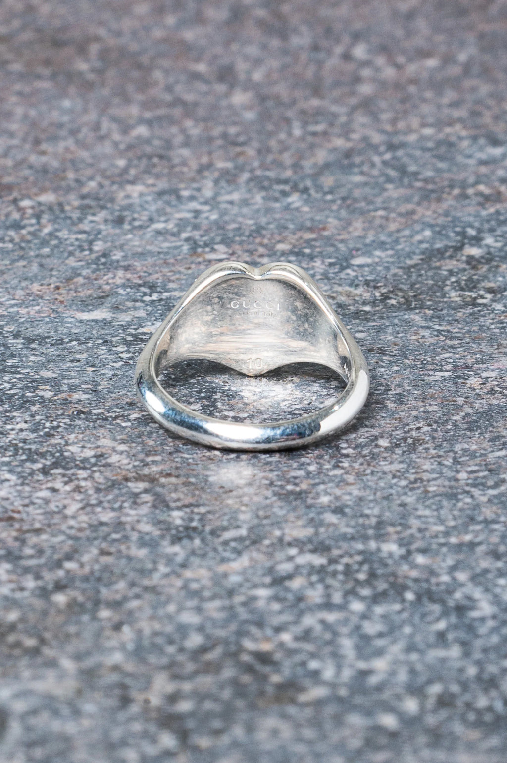 Silver Blue GG Enamel Heart Ring Coeur Cult Core