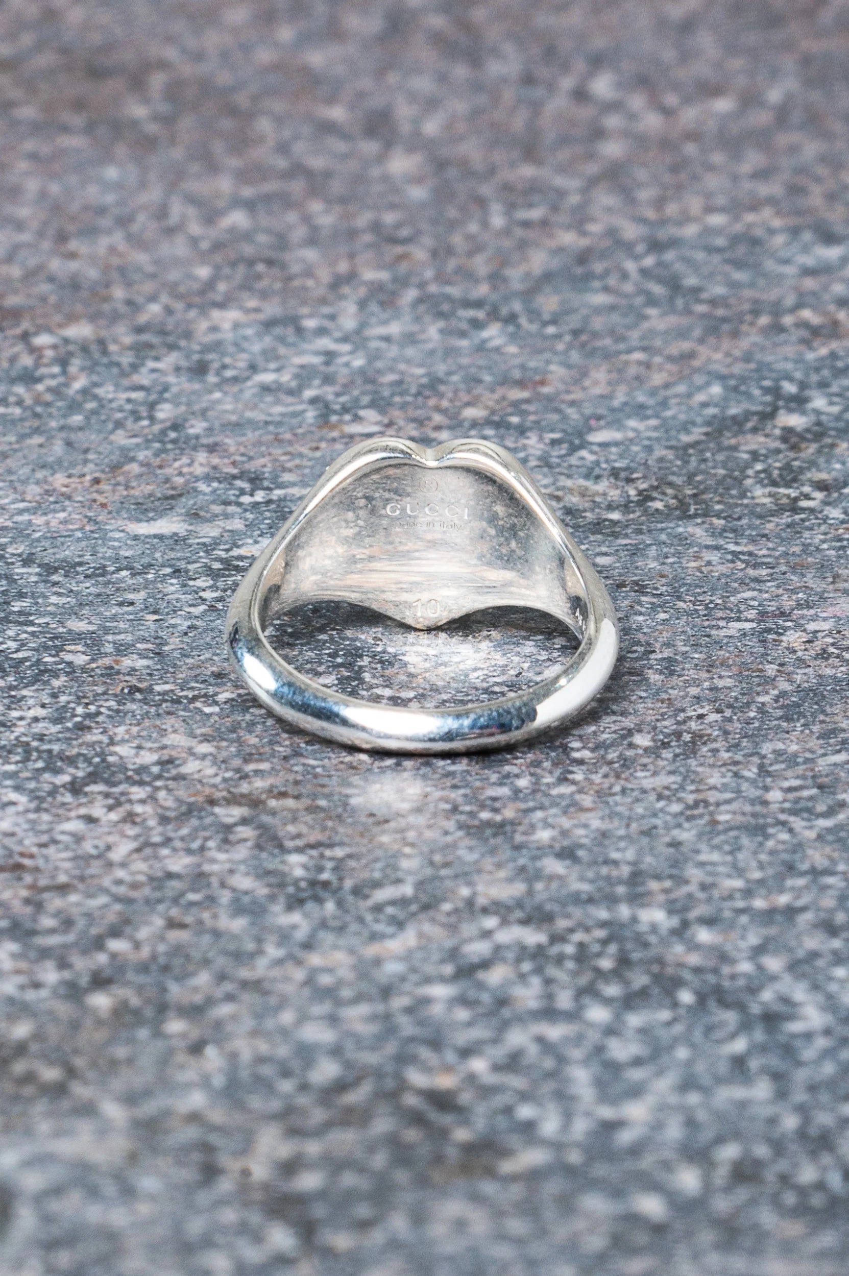 Silver Blue GG Enamel Heart Ring Coeur Cult Core