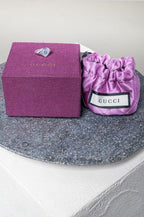 Silver Blue GG Enamel Heart Ring Coeur Cult Core