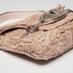 Valentino Beige Lamb Fur and Metallic Pink Leather Flap Bag Coeur Cult Core