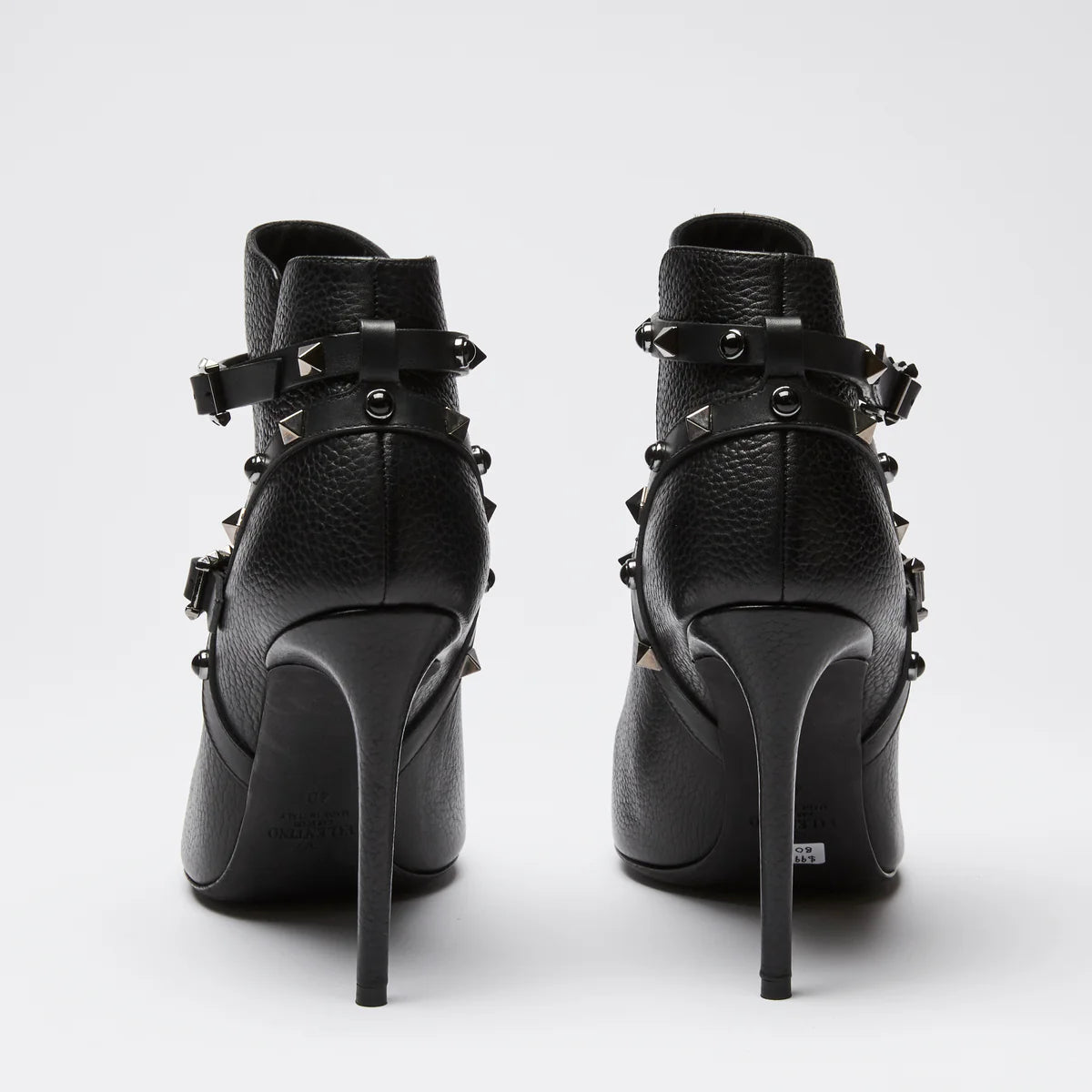 Valentino Black Pebbled Leather Heeled Ankle Boots Size 40