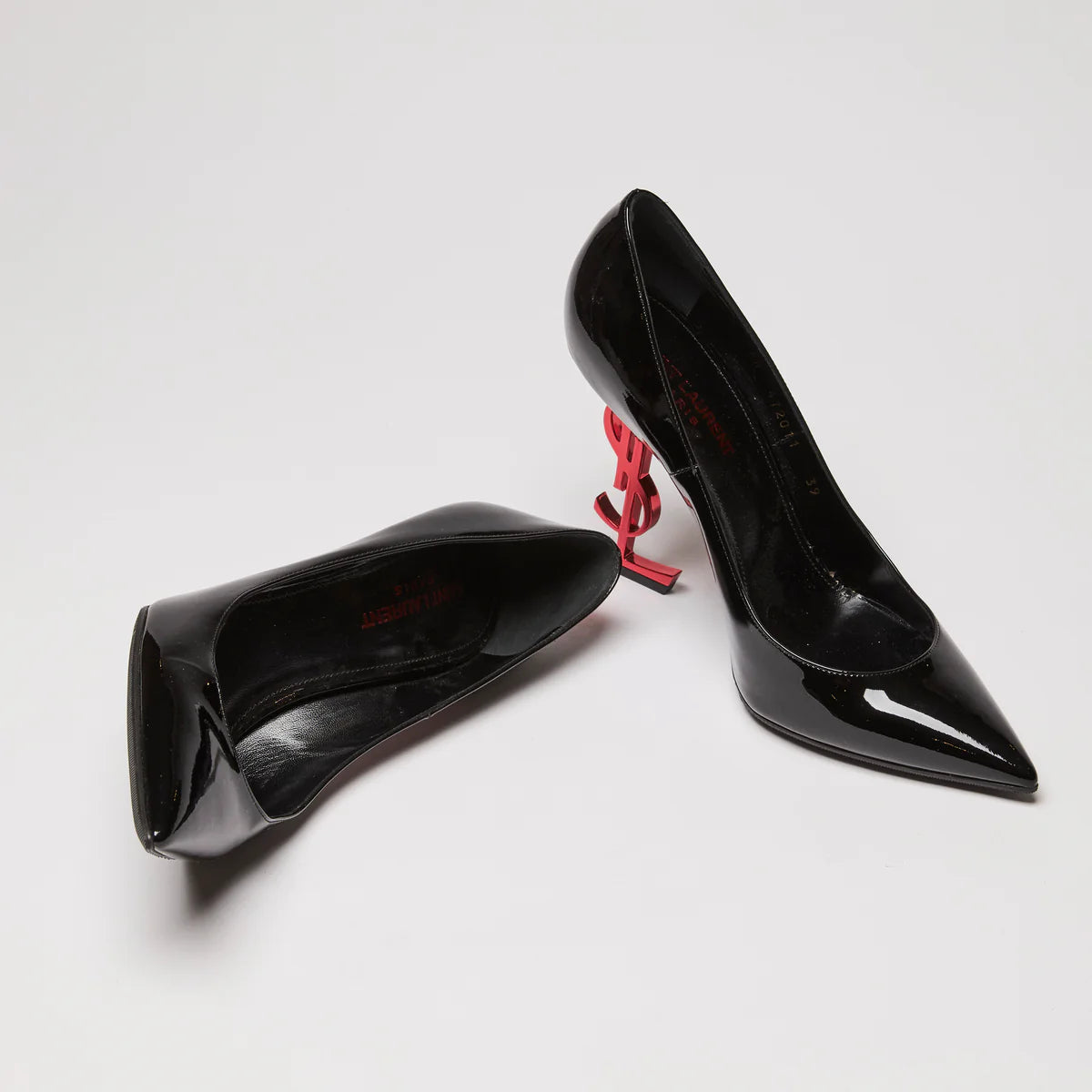 YSL Patent Opyum 100 Pump Heels With Red YSL Heel size 39