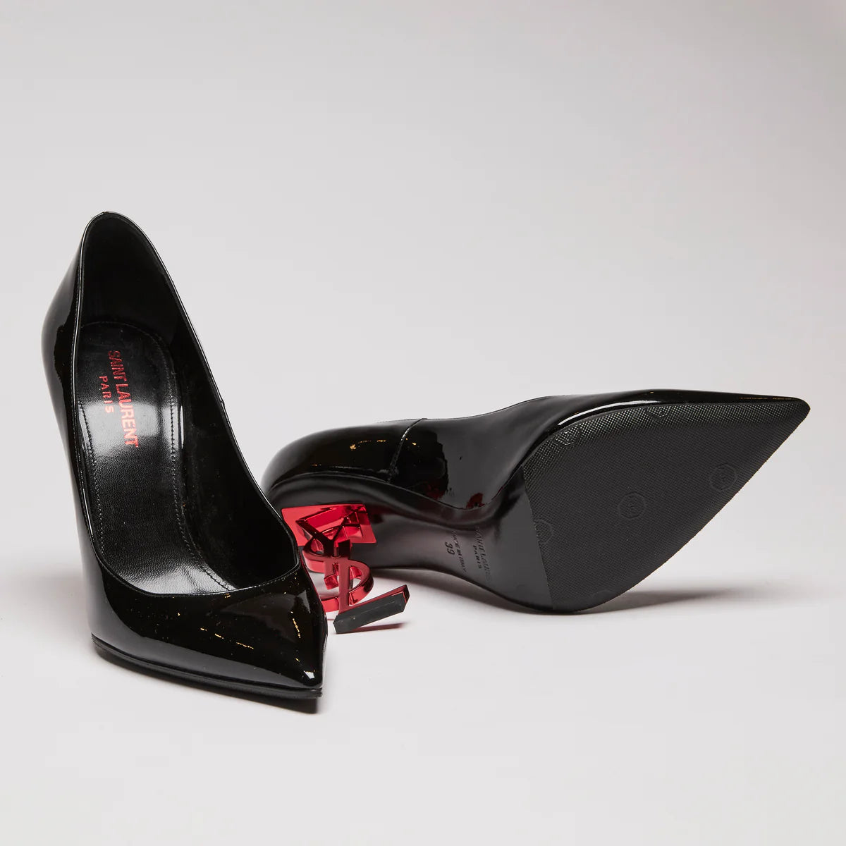 YSL Patent Opyum 100 Pump Heels With Red YSL Heel size 39
